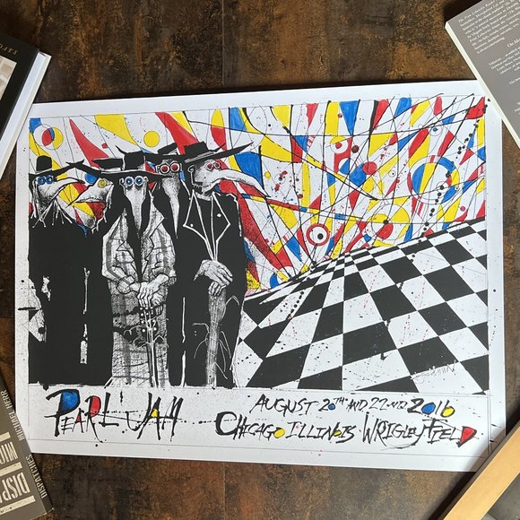 MINT Pearl Jam Wrigley Field Chicago 2016 Joey Feldman, 24" x 18" - Picture 1 of 6